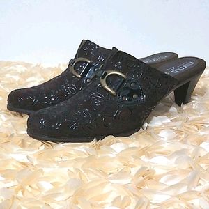 Brown/Black Mules Heeled Shoes EU Size 42 Romus